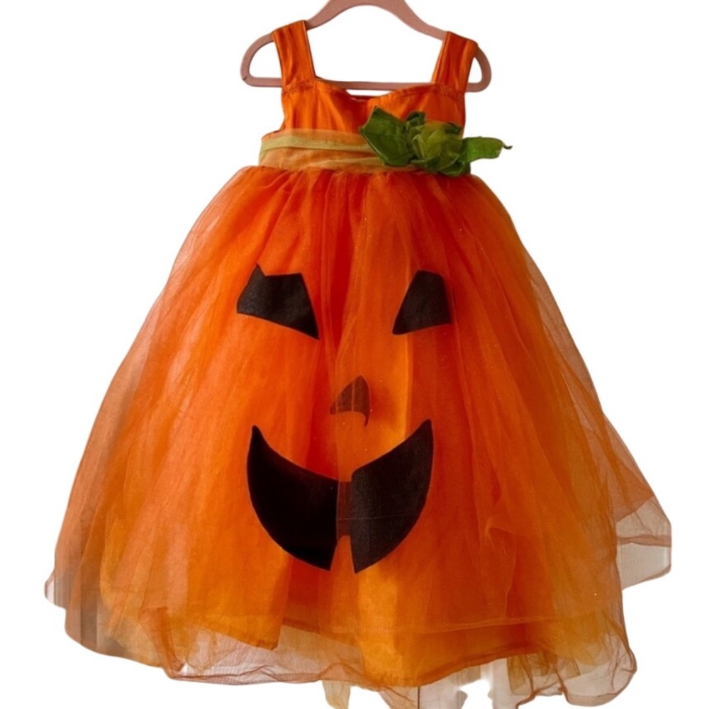 Pottery Barn Kids Pumpkin Tutu Dress Halloween Costume Orange Glitter 3T